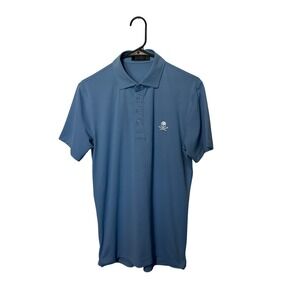 G/FORE Mens Skull & T-Bones Performance Golf Polo Shirt Blue Size Small Golf